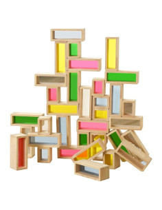 Juego de Bloques de Madera Grande Twood 36 Piezas Arcoíris