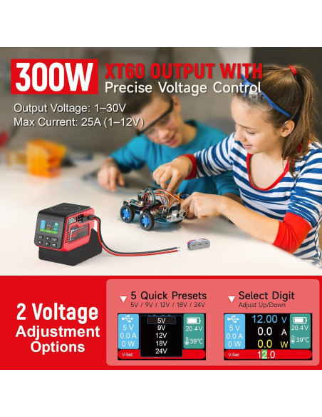 Regulador de Voltaje DC Ajustable Kzreect 1-30V 300W USB-C