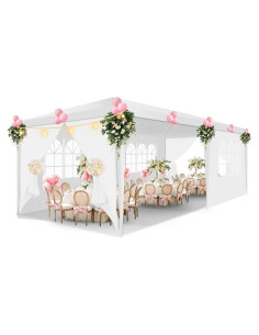 Carpa HOTEEL 10x20m Blanca Impermeable con Paredes Removibles