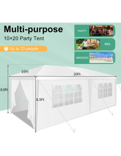 Carpa HOTEEL 10x20m Blanca Impermeable con Paredes Removibles 2