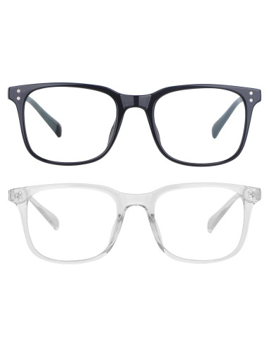 Gafas Anti Luz Azul Occffy - 2 Paquetes Unisex, Negro y Transparente