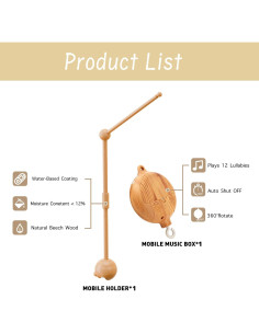 Brazo de Móvil para Cuna de Madera con Caja de Música 82.5 cm 2