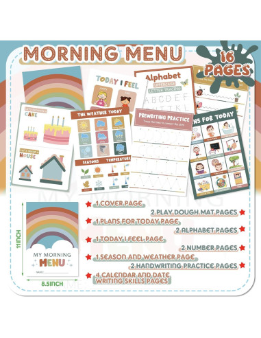 Kit de Menú de Mañana Fuyoooo para Preescolar con 16 Pósters