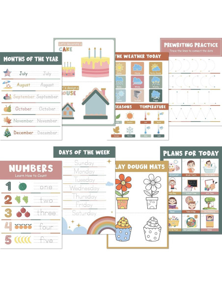 Kit de Menú de Mañana Fuyoooo para Preescolar con 16 Pósters