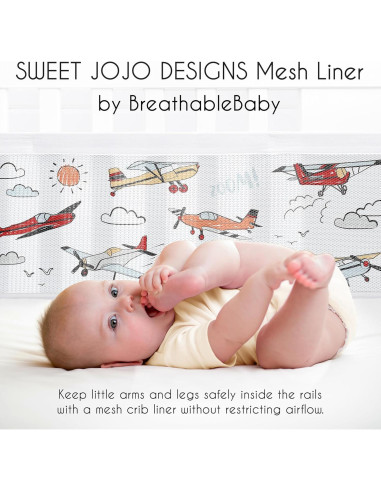 Forro de Cuna de Malla Sweet Jojo Designs Aviación 282x208 cm