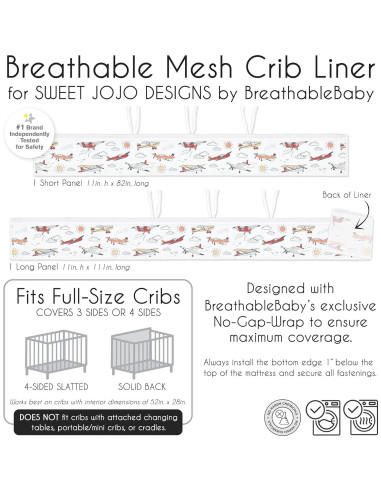 Forro de Cuna de Malla Sweet Jojo Designs Aviación 282x208 cm