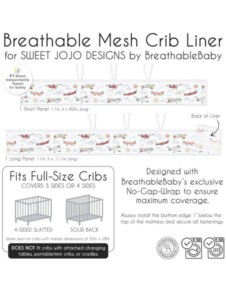 Forro de Cuna de Malla Sweet Jojo Designs Aviación 282x208 cm