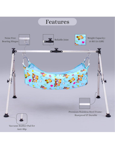 Cuna Plegable PURESHOP de Acero Inoxidable para Bebés 0-2 Años