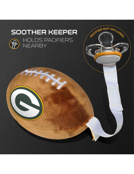 Portador de Chupete de Peluche Green Bay Packers Smilo - Suave y Seguro