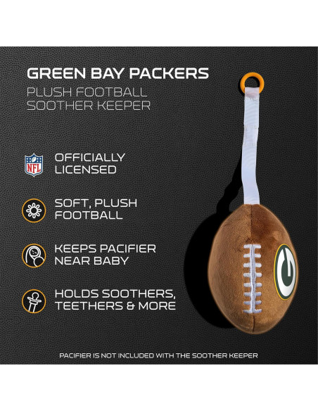 Portador de Chupete de Peluche Green Bay Packers Smilo - Suave y Seguro