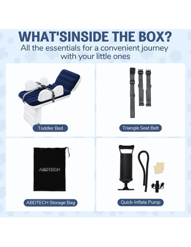 Cama Inflable para Niños Abdtech Azul con Portavasos y Seguridad