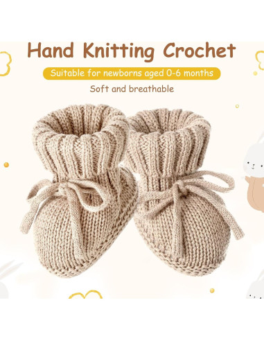 3 Pares de Botines de Bebé Tejidos 0-6 Meses Algodón Suave