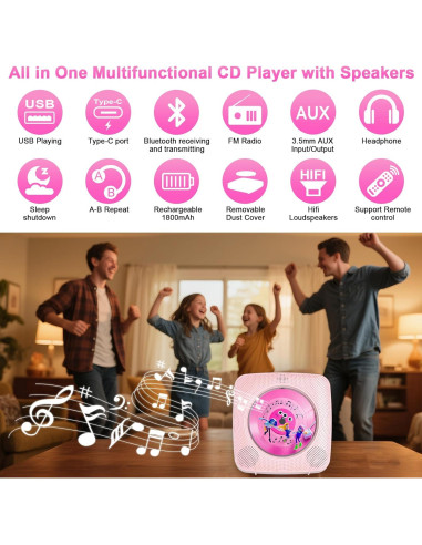 Reproductor de CD Portátil Gueray G-Y-01 Bluetooth 5.0 1800mAh