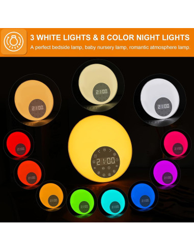 Despertador de Luz de Amanecer ANTDALIS con Radio FM y 26 Sonidos