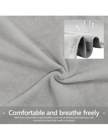 Toalla de Baño con Capucha Gato Gris 100% Algodón 127x61cm