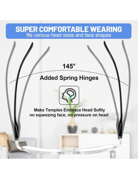 4 Pares de Gafas de Lectura 4.00 Anti-Luz Azul UV para Mujeres