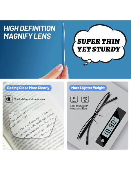 4 Pares de Gafas de Lectura 4.00 Anti-Luz Azul UV para Mujeres