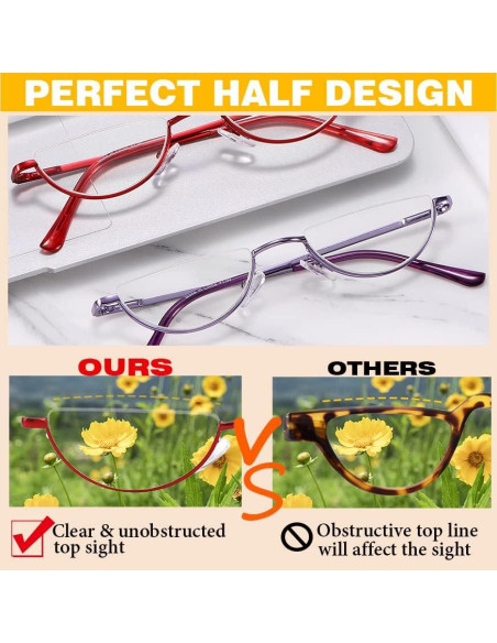 Gafas de lectura TOUK media luna anti luz azul UV400 - 2.5x