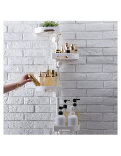 Organizador de Ducha de Esquina Shuang Qing 4 Niveles Ajustable Blanco