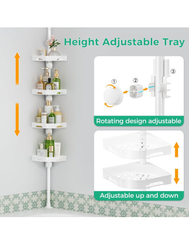 Organizador de Ducha de Esquina Shuang Qing 4 Niveles Ajustable Blanco