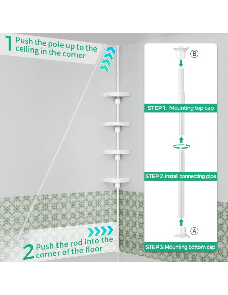 Organizador de Ducha de Esquina Shuang Qing 4 Niveles Ajustable Blanco