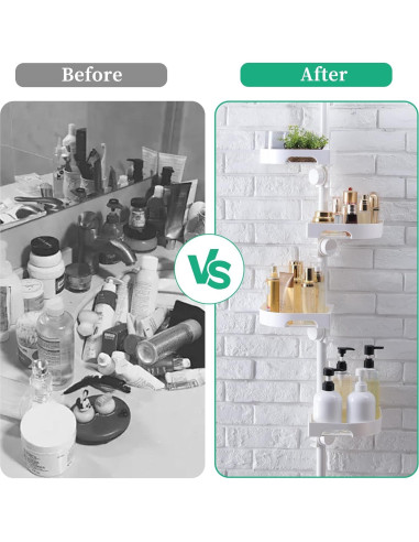 Organizador de Ducha de Esquina Shuang Qing 4 Niveles Ajustable Blanco