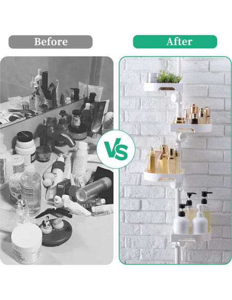 Organizador de Ducha de Esquina Shuang Qing 4 Niveles Ajustable Blanco