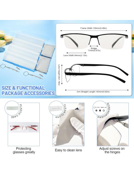 4 Pares de Gafas de Lectura 4.00 Anti-Luz Azul UV para Mujeres