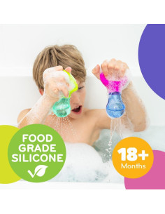 Juguetes de Baño Mobi Skwooshlz - Silicona Grado Alimenticio, 2 Piezas 2