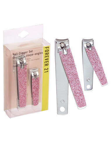 Juego de Cortauñas Forever 21 - 2 Piezas Brillo Rosa