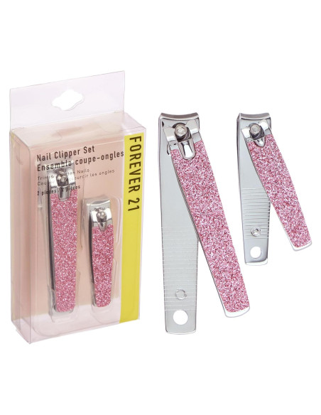 Juego de Cortauñas Forever 21 - 2 Piezas Brillo Rosa