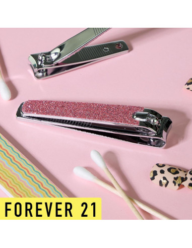 Juego de Cortauñas Forever 21 - 2 Piezas Brillo Rosa