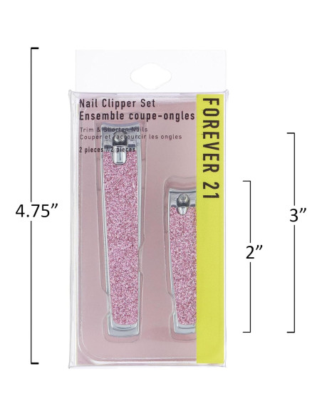 Juego de Cortauñas Forever 21 - 2 Piezas Brillo Rosa