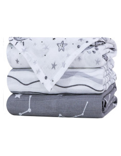 Mantas de Muselina Little Grape Land 120x120cm 3 Paquete Algodón