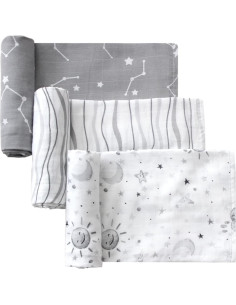 Mantas de Muselina Little Grape Land 120x120cm 3 Paquete Algodón 2