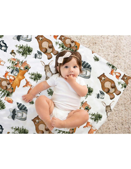 Manta de Bebé Buerhanerry Animales del Bosque 76x102cm Manta de Bebé Buerhanerry Animales del Bosque 76x102cm