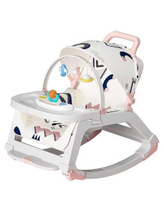 Silla de Rebotar para Bebé 5 en 1 Rosa - Ajustable y Portátil