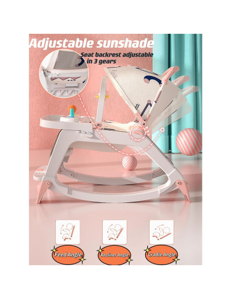 Silla de Rebotar para Bebé 5 en 1 Rosa - Ajustable y Portátil
