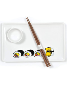 Juego de Sushi Cerámica Gudetama 3 Piezas - Plato, Tazón y Palillos 2