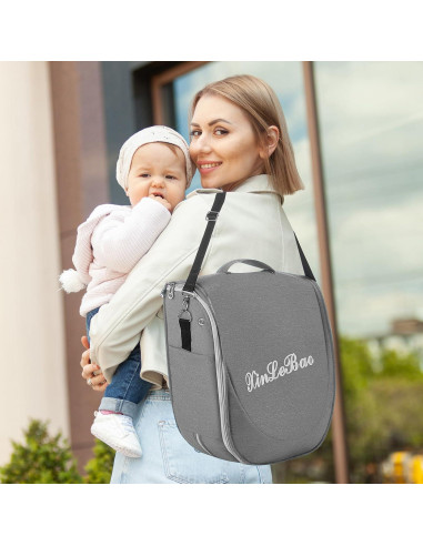 Cuna de Viaje Plegable PGONEEE Gris con Mosquitera 2-en-1