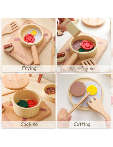 Juego de Cocina de Madera OESSUF para Niños - Utensilios Montessori