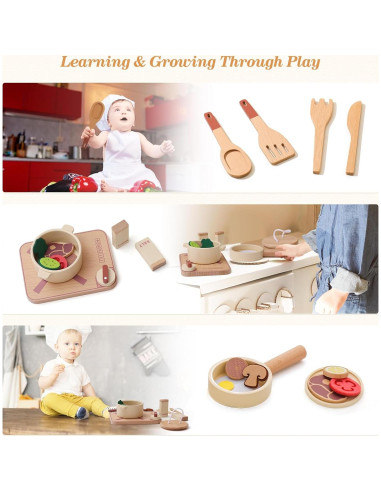 Juego de Cocina de Madera OESSUF para Niños - Utensilios Montessori