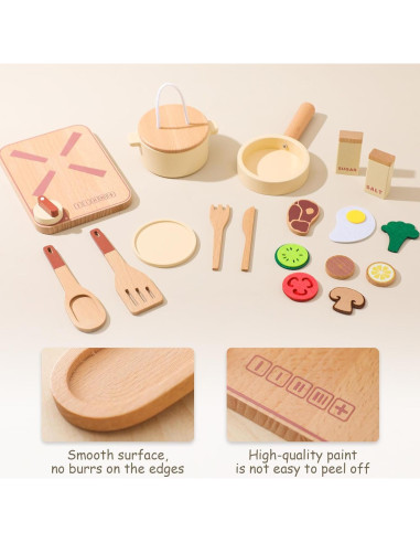 Juego de Cocina de Madera OESSUF para Niños - Utensilios Montessori