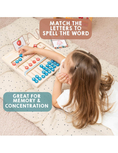Juguete de Aprendizaje Montessori Tribetots - Tablero de Alfabeto de Madera