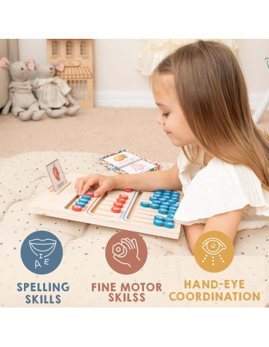 Juguete de Aprendizaje Montessori Tribetots - Tablero de Alfabeto de Madera