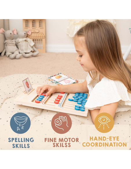 Juguete de Aprendizaje Montessori Tribetots - Tablero de Alfabeto de Madera