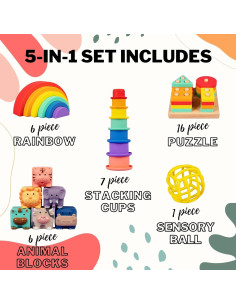 Set de Juguetes Montessori Mac y Amigos 5 en 1 para Bebés 2