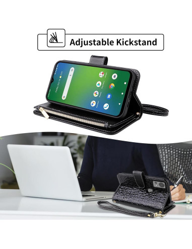 Funda billetera Furiet para Cricket Icon 5 / AT&T Motivate 4 negra