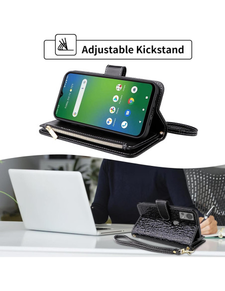 Funda billetera Furiet para Cricket Icon 5 / AT&T Motivate 4 negra