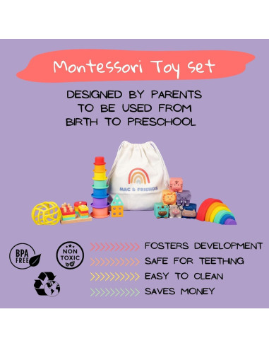 Set de Juguetes Montessori Mac y Amigos 5 en 1 para Bebés